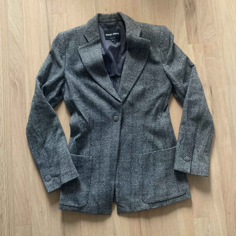GIORGIO ARMANI 🩶 Wool Herringbone Blazer Jacket